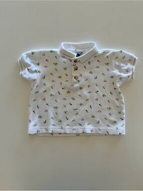 Good Lad Boys White Nature Print Polo w/ Frogs, Dragonflies — 18 Months EUC